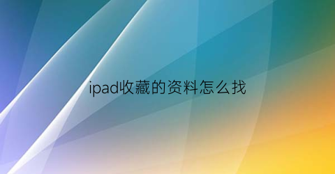 ipad收藏的资料怎么找