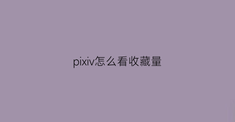 pixiv怎么看收藏量