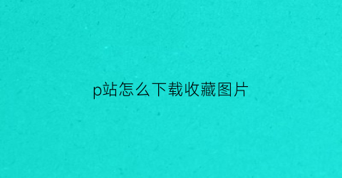 p站怎么下载收藏图片