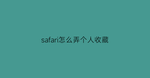 safari怎么弄个人收藏