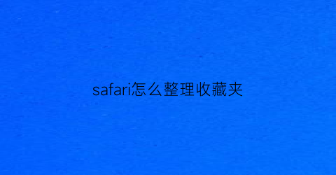 safari怎么整理收藏夹