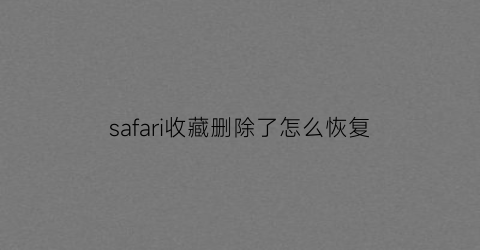 safari收藏删除了怎么恢复