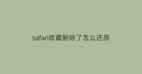 safari收藏删除了怎么还原