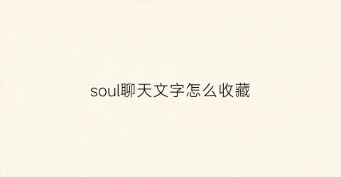 soul聊天文字怎么收藏