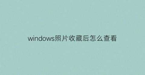 windows照片收藏后怎么查看