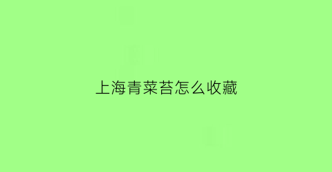 上海青菜苔怎么收藏