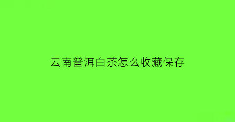 云南普洱白茶怎么收藏保存