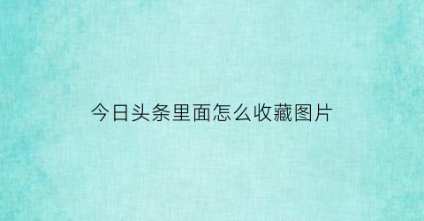 今日头条里面怎么收藏图片