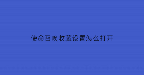 使命召唤收藏设置怎么打开