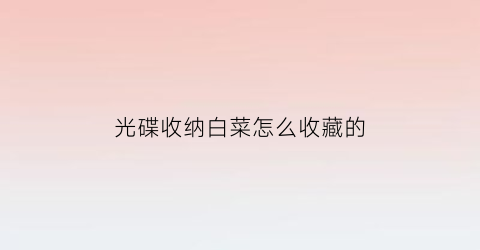 光碟收纳白菜怎么收藏的