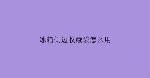 冰箱侧边收藏袋怎么用