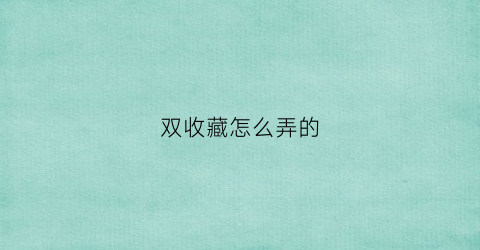 双收藏怎么弄的