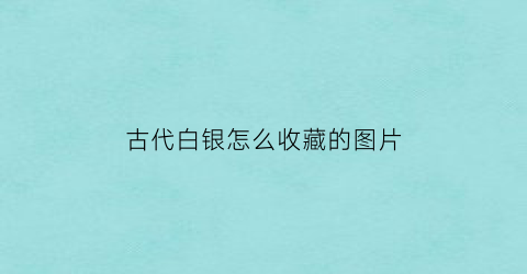 古代白银怎么收藏的图片