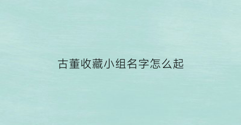 古董收藏小组名字怎么起