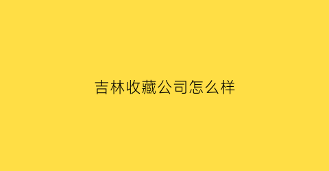 吉林收藏公司怎么样