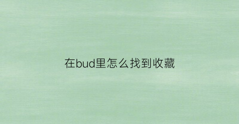 在bud里怎么找到收藏