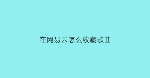 在网易云怎么收藏歌曲