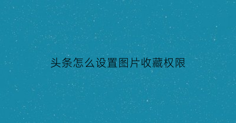 头条怎么设置图片收藏权限