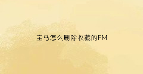 宝马怎么删除收藏的FM