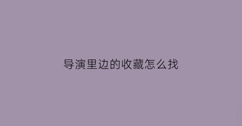 导演里边的收藏怎么找