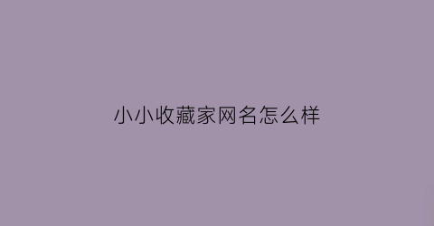 小小收藏家网名怎么样