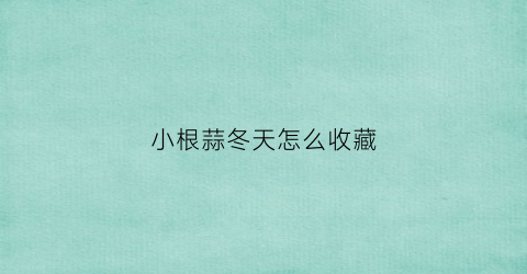 小根蒜冬天怎么收藏