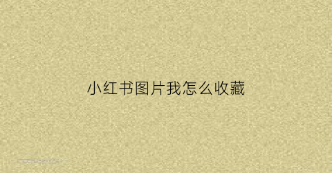 小红书图片我怎么收藏