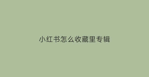 小红书怎么收藏里专辑