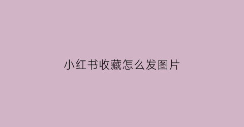 小红书收藏怎么发图片