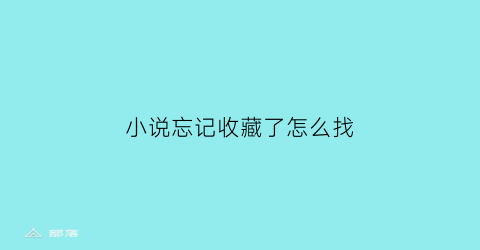 小说忘记收藏了怎么找