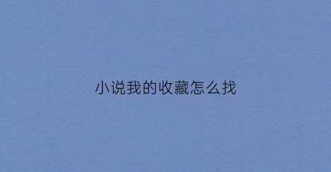 小说我的收藏怎么找