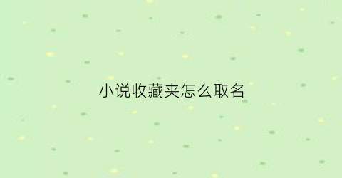 小说收藏夹怎么取名