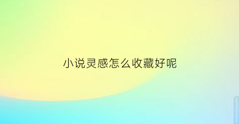 小说灵感怎么收藏好呢