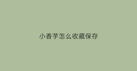 小香芋怎么收藏保存