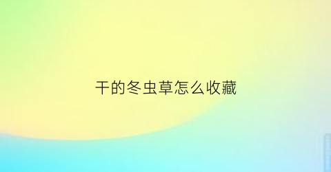 干的冬虫草怎么收藏