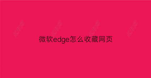 微软edge怎么收藏网页