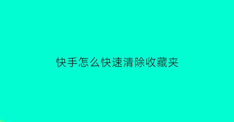 快手怎么快速清除收藏夹