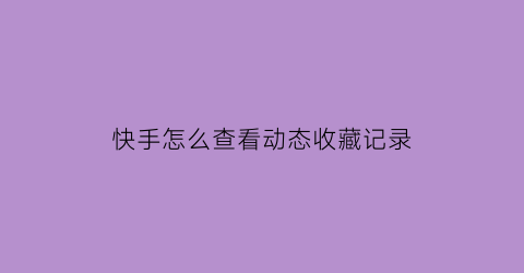 快手怎么查看动态收藏记录