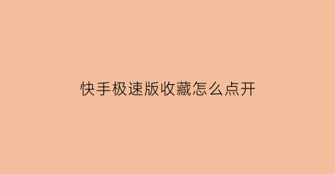 快手极速版收藏怎么点开