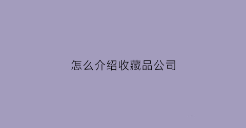 怎么介绍收藏品公司