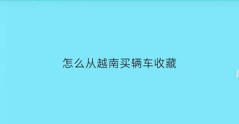 怎么从越南买辆车收藏