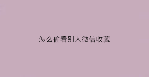 怎么偷看别人微信收藏