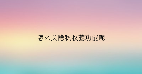 怎么关隐私收藏功能呢