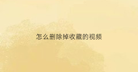 怎么删除掉收藏的视频