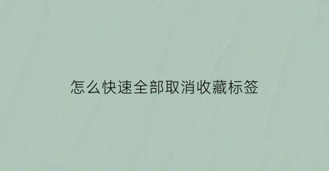 怎么快速全部取消收藏标签