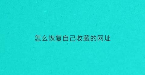 怎么恢复自己收藏的网址