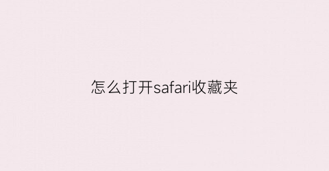 怎么打开safari收藏夹