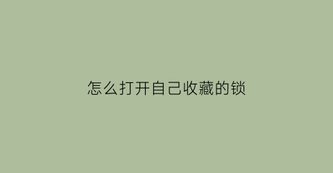 怎么打开自己收藏的锁