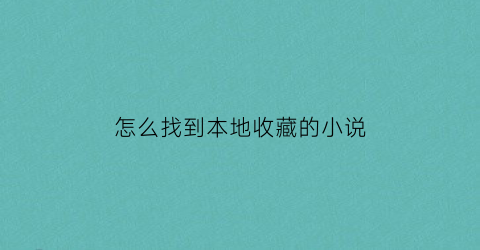 怎么找到本地收藏的小说