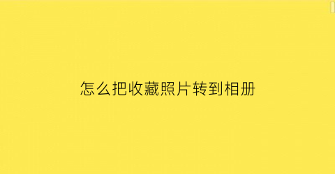 怎么把收藏照片转到相册